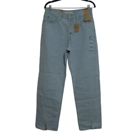 LEVI'S 94 Baggy Twisted Jeans Women's Size 29 x 31 Blue Wide Leg Button Fly NWT - Picture 1 of 14